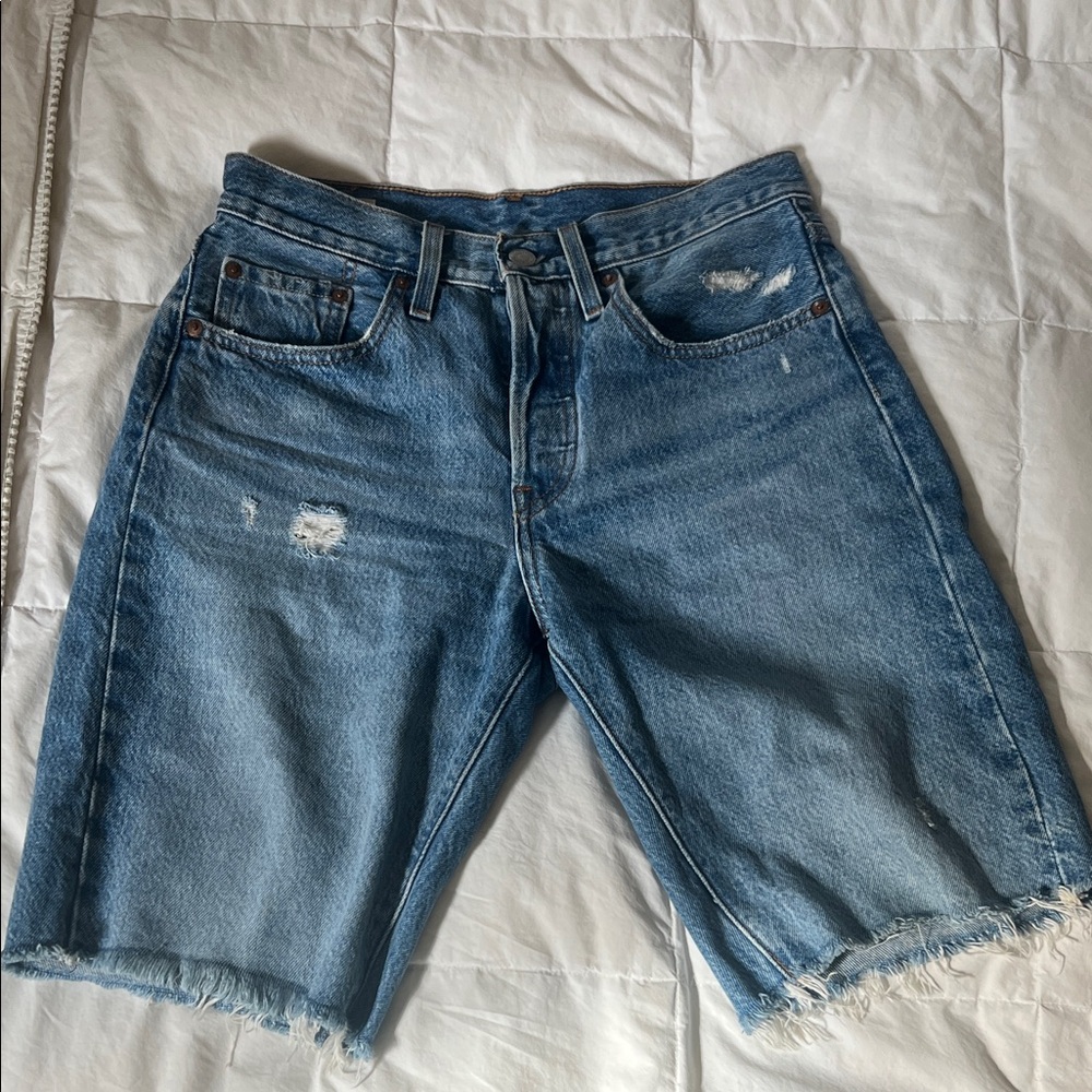 Levi's Light Blue Distressed Jean Shorts